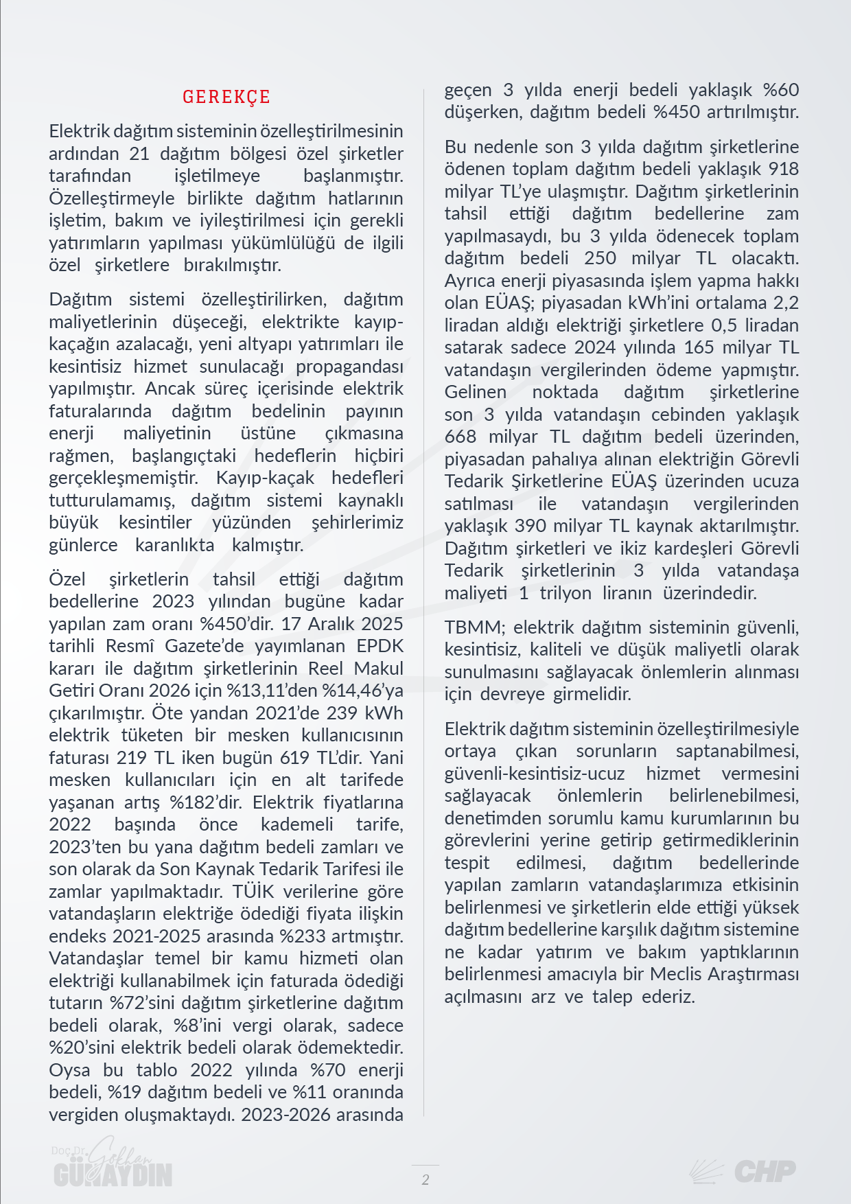 Elektrik Dağıtım Sisteminin Özelleştirilmesiyle Ortaya Çıkan Sorunlar - 02