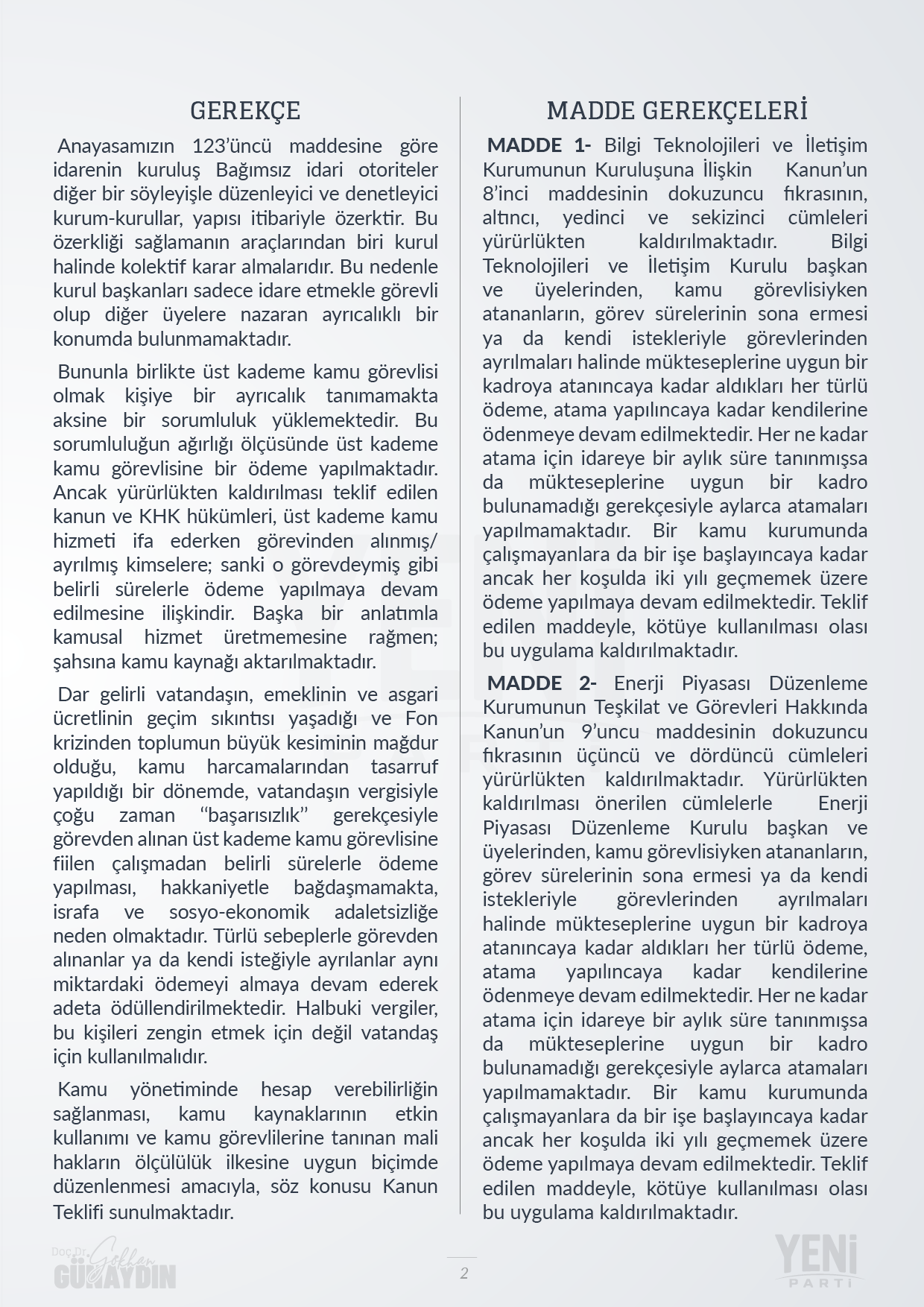 21.10.2026 SERMAYE PİYASASI KANUNU İLE  BAZI KANUN VE KHK'LARDA DEĞİŞİKLİK YAPILMAS INA İLİŞKİN KANUN TEKLİFİ - 02