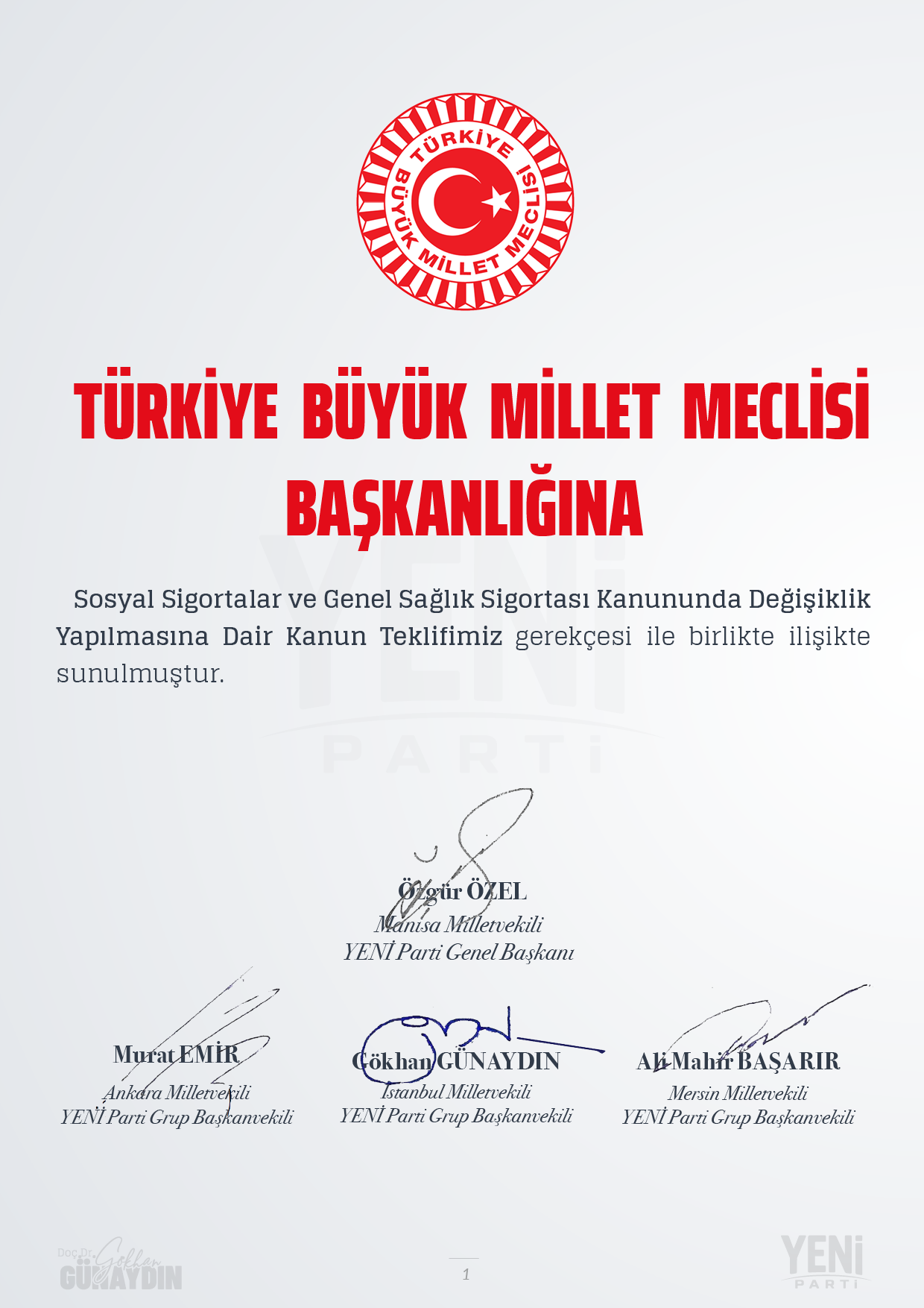 Yeni Parti Emeklilere Seyyanen Zam Kanunu Teklifi - 01